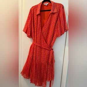 Alexis Vibrant Pink and Orange Midi Wrap Dress 3XL